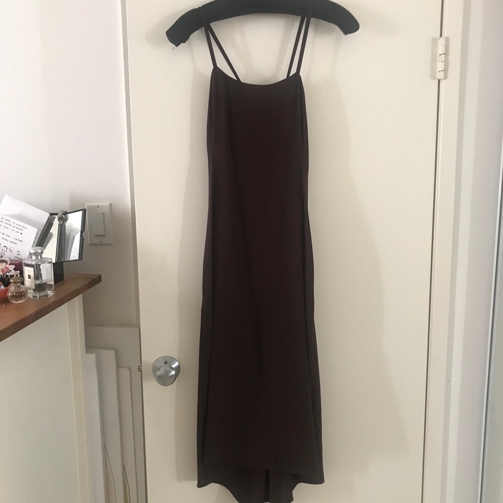 VINCE CHOCOLATE SPAGHETTI SUPER CAJ DRESS